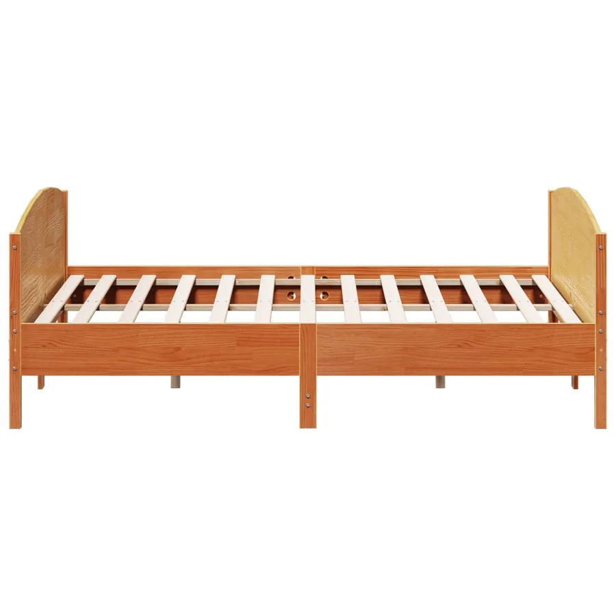Cadre de lit sans matelas cire marron 200x200cm bois pin massif - 5
