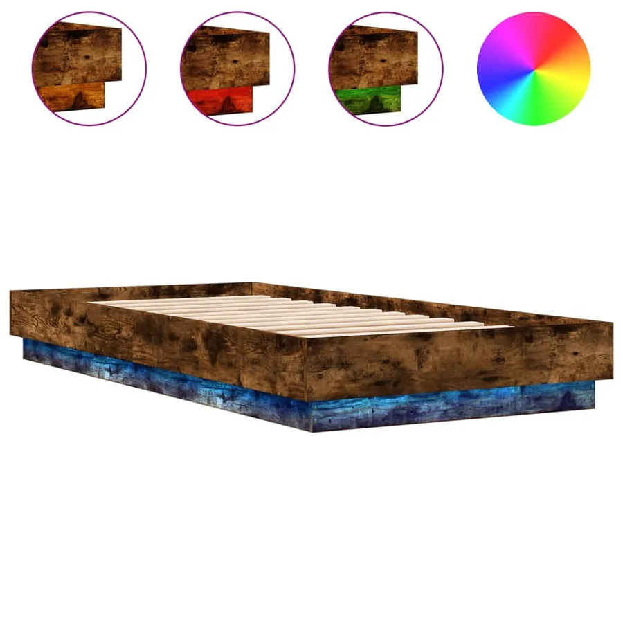 Cadre de lit sans matelas avec lumières LED 90x200 cm - 2