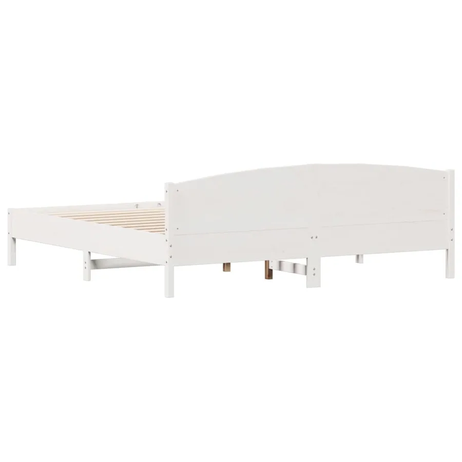 Cadre de lit et tête de lit blanc 200x200 cm bois de pin massif - 6