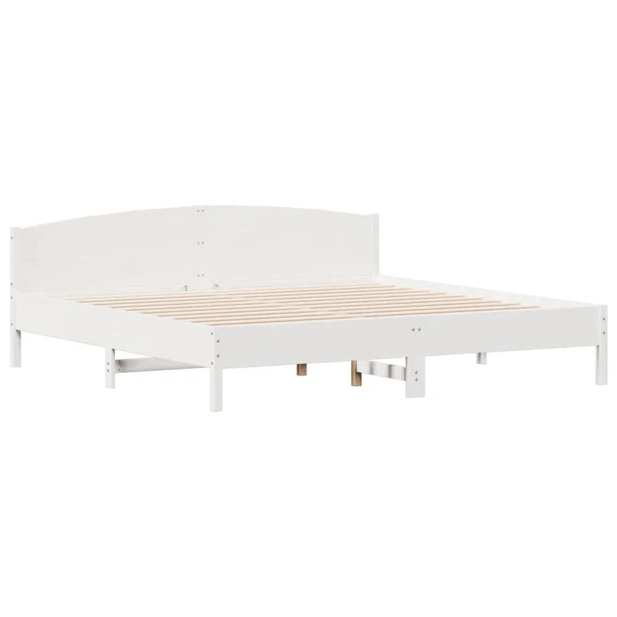 Cadre de lit sans matelas blanc 200x200 cm bois massif de pin - 3