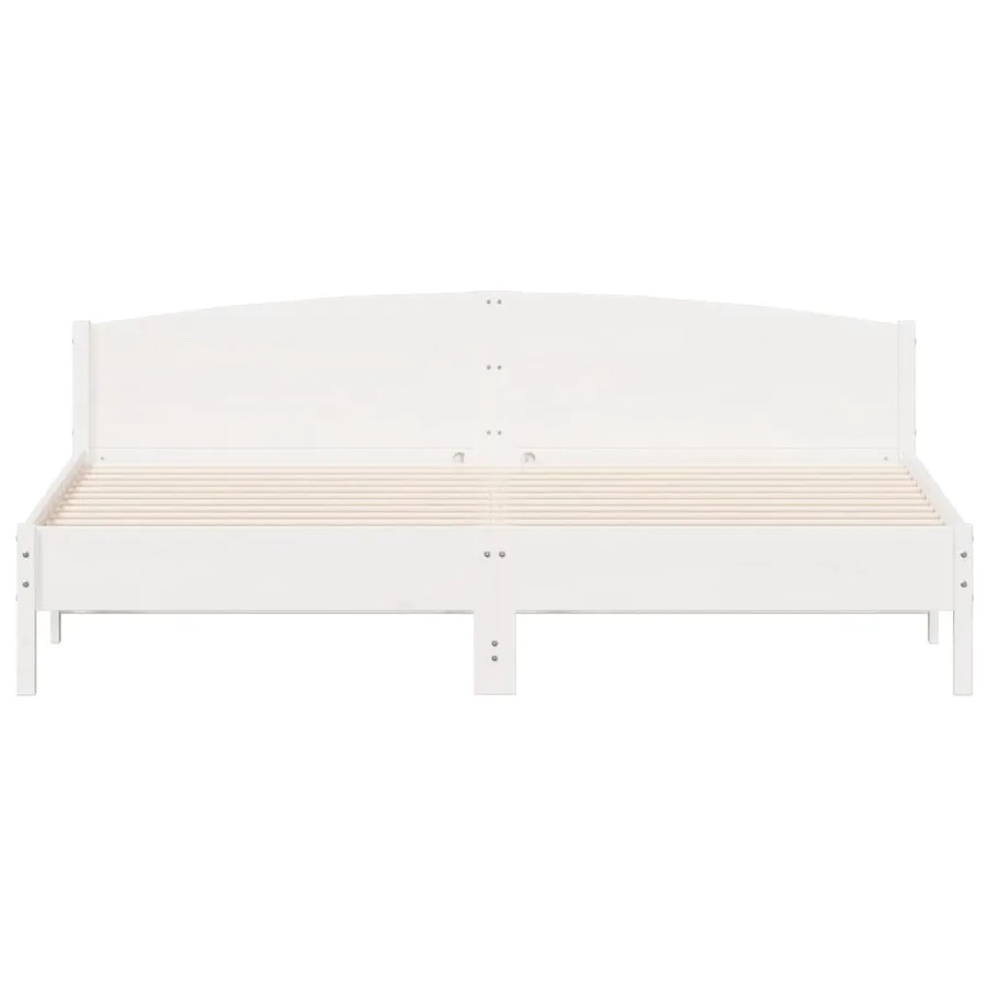Cadre de lit sans matelas blanc 200x200 cm bois massif de pin - 4