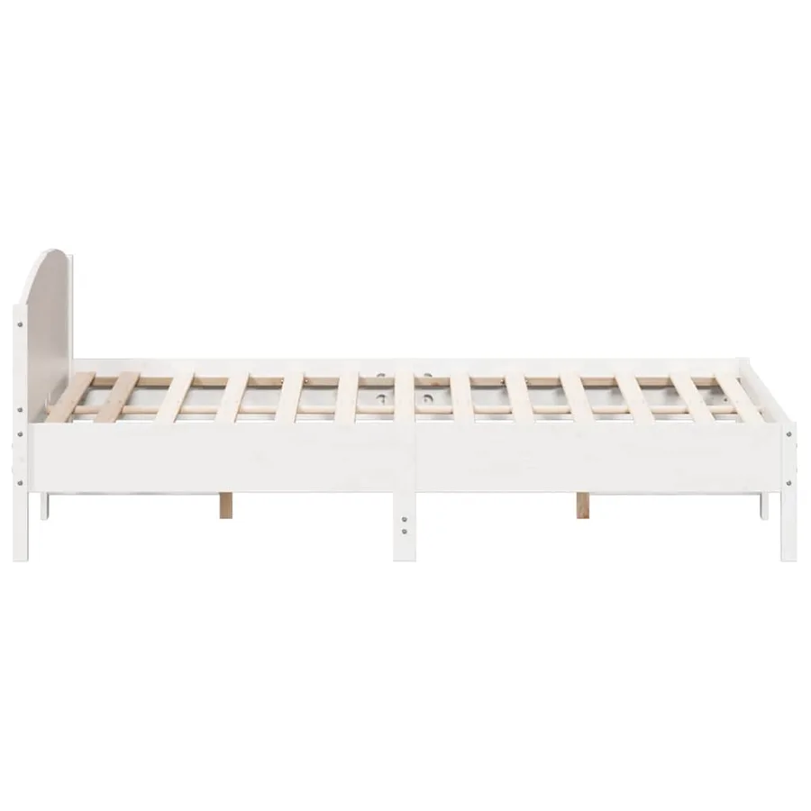 Cadre de lit sans matelas blanc 200x200 cm bois massif de pin - 5