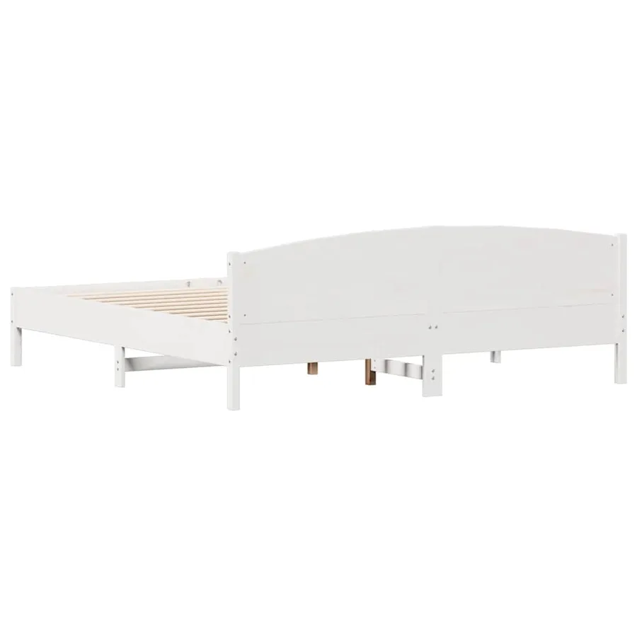 Cadre de lit sans matelas blanc 200x200 cm bois massif de pin - 6