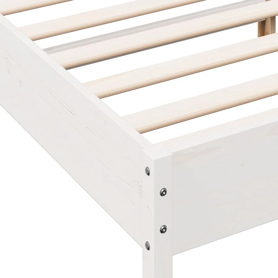 Cadre de lit sans matelas blanc 200x200 cm bois massif de pin - 7