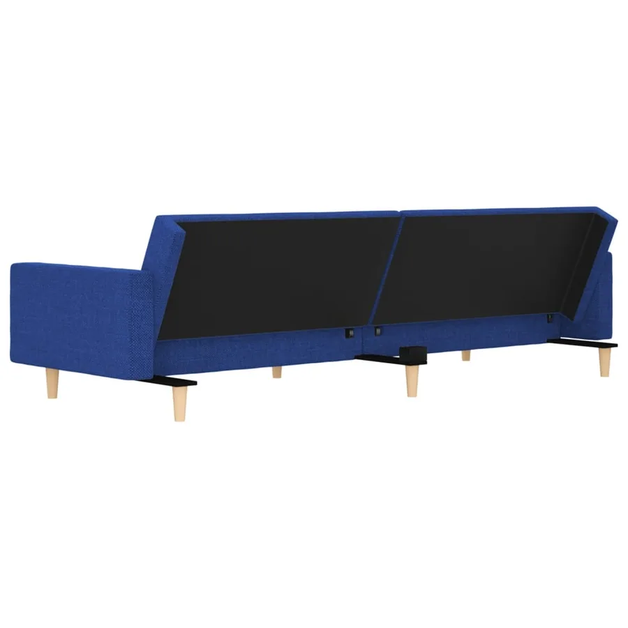 Canapé-lit à 2 places avec deux oreillers bleu tissu - 7