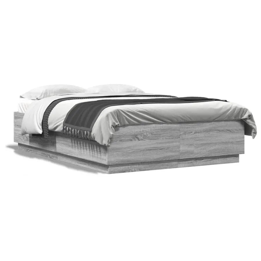 Cadre de lit sans matelas sonoma gris 150x200 cm - 2