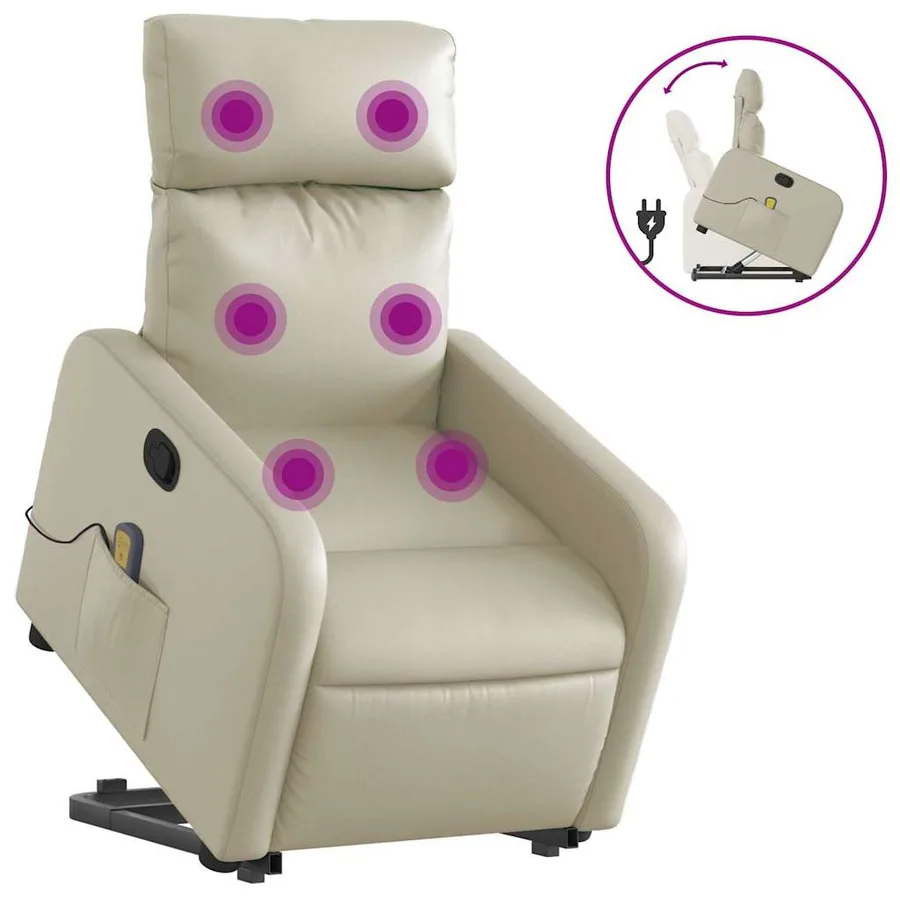Fauteuil inclinable de massage Crème Similicuir - 2