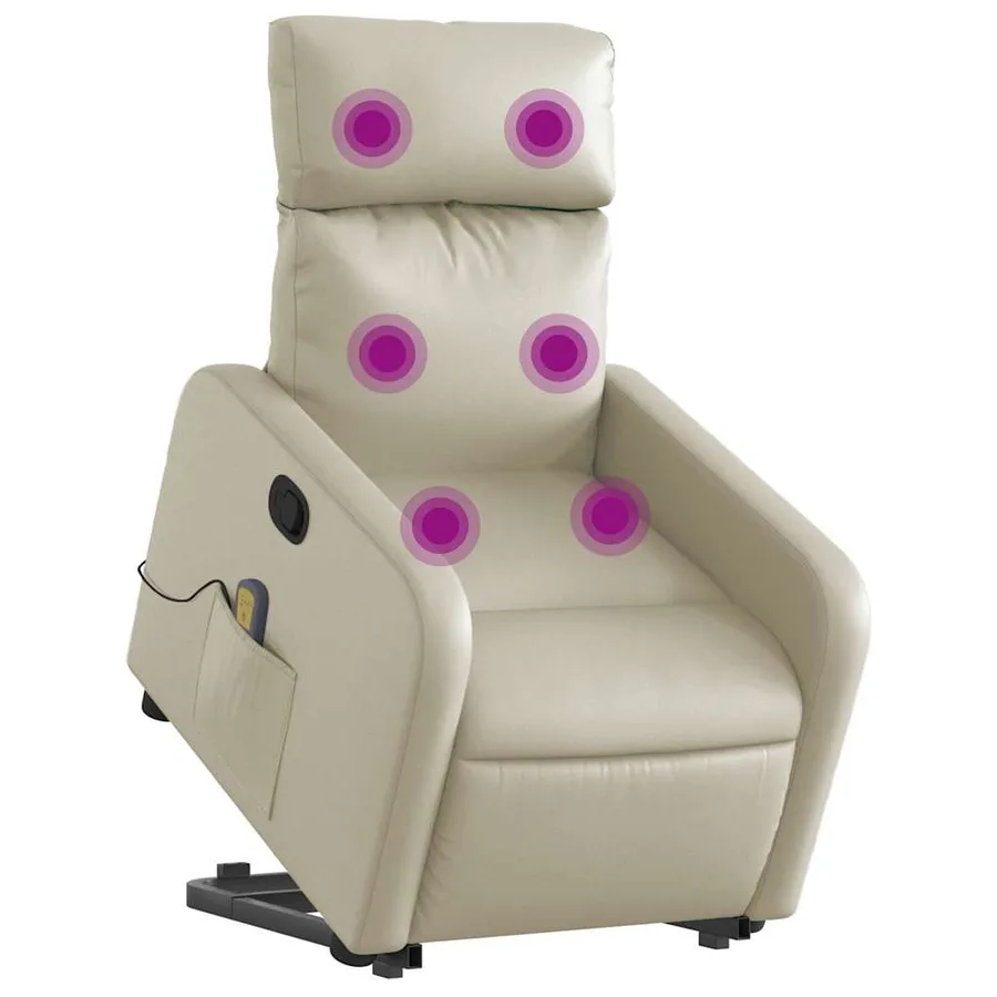 Fauteuil inclinable de massage Crème Similicuir - 3