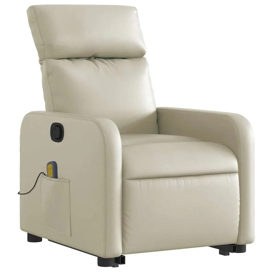 Fauteuil inclinable de massage Crème Similicuir - 4