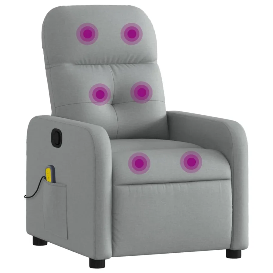 Fauteuil inclinable de massage gris clair tissu - 2