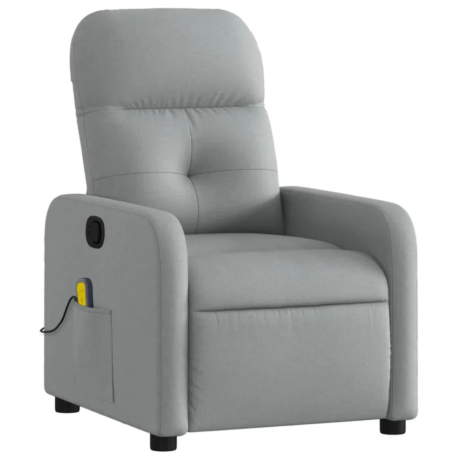 Fauteuil inclinable de massage gris clair tissu - 3