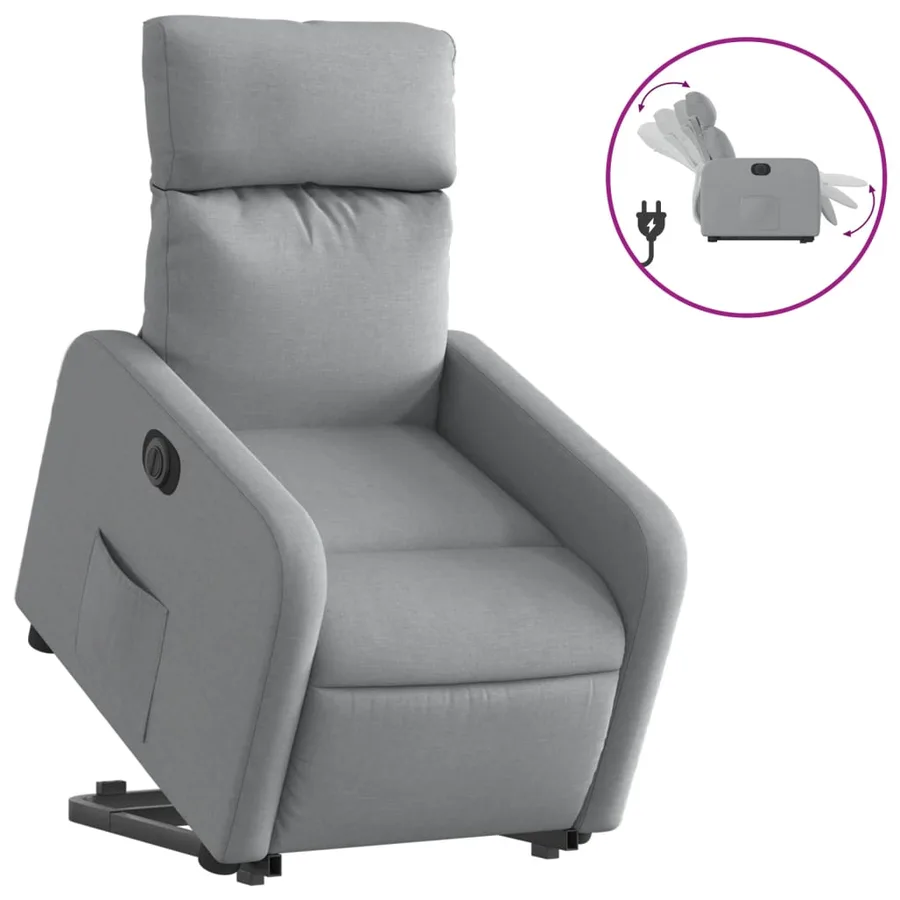 Fauteuil inclinable électrique gris clair tissu - 2