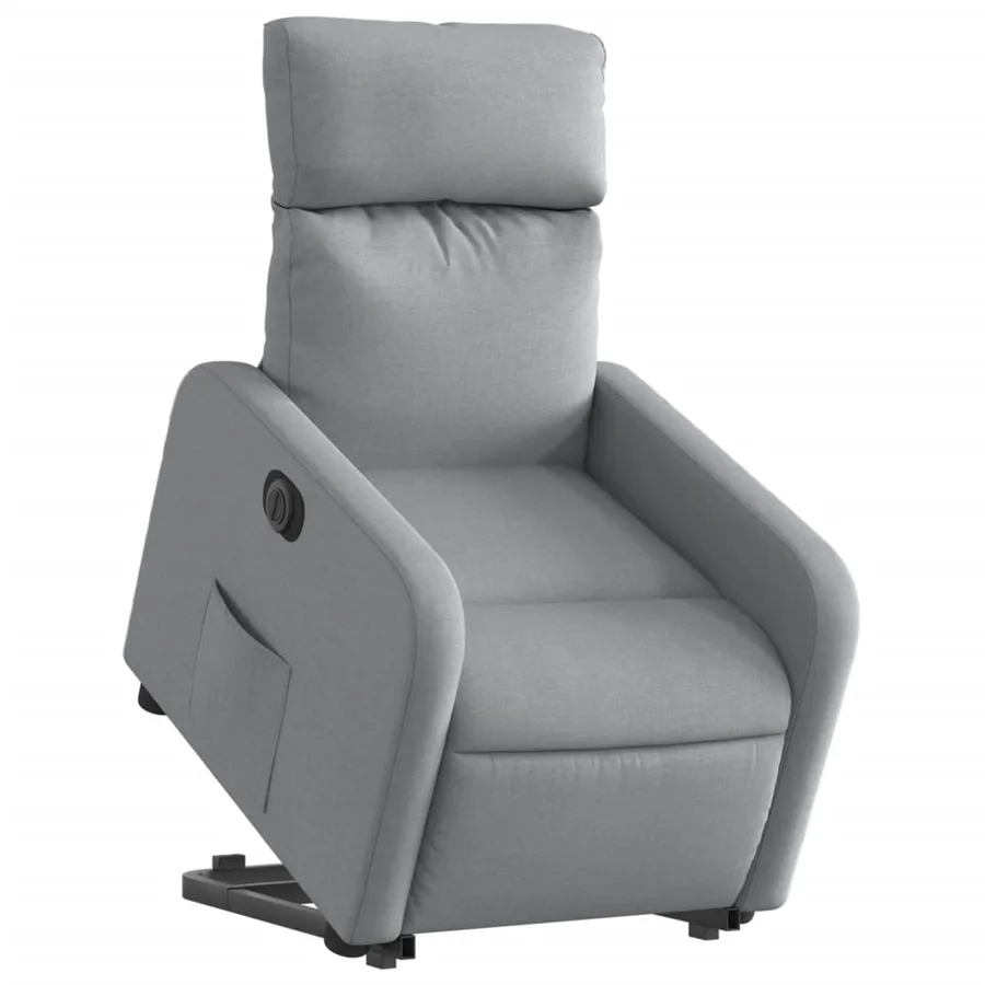 Fauteuil inclinable électrique gris clair tissu - 3