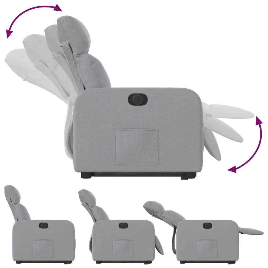 Fauteuil inclinable électrique gris clair tissu - 7