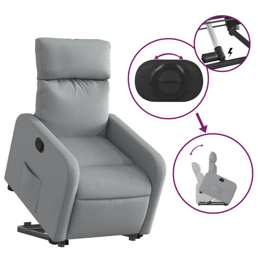 Fauteuil inclinable Gris clair Tissu - 6