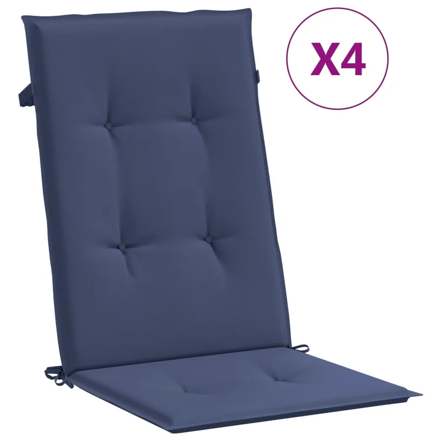 Coussins de chaise à dossier haut lot de 4 bleu marine tissu - 2
