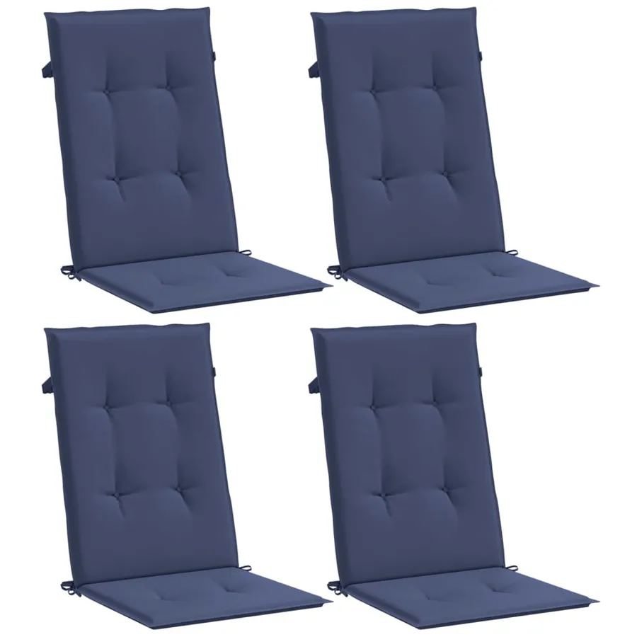 Coussins de chaise à dossier haut lot de 4 bleu marine tissu - 3