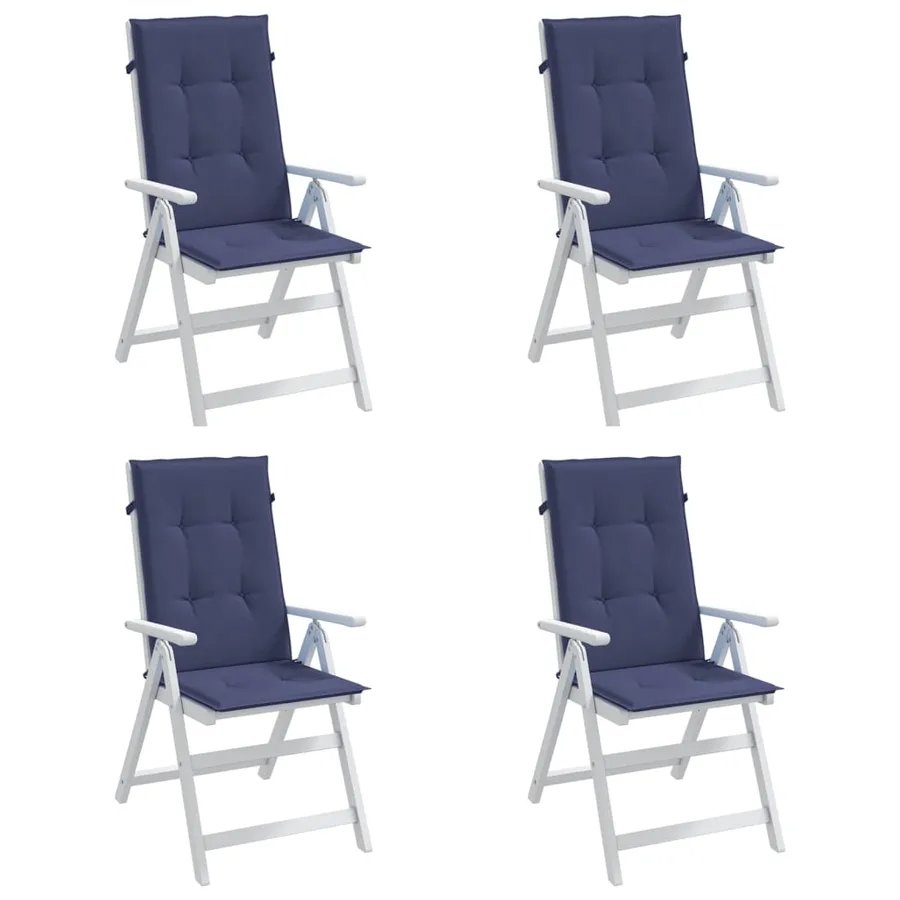 Coussins de chaise à dossier haut lot de 4 bleu marine tissu - 5