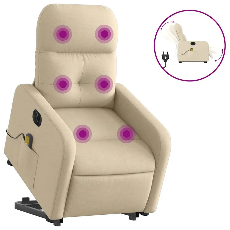 Fauteuil inclinable de massage électrique Crème Tissu - 2