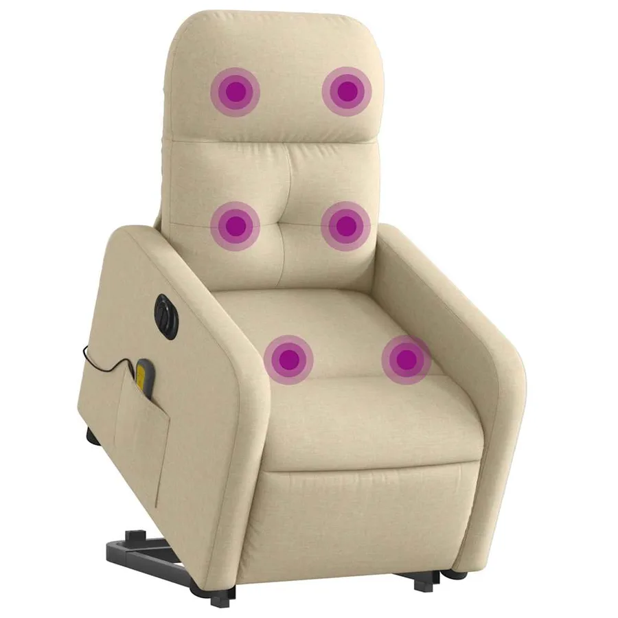 Fauteuil inclinable de massage électrique Crème Tissu - 3