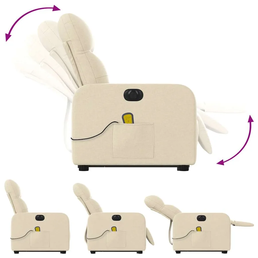 Fauteuil inclinable de massage électrique Crème Tissu - 7