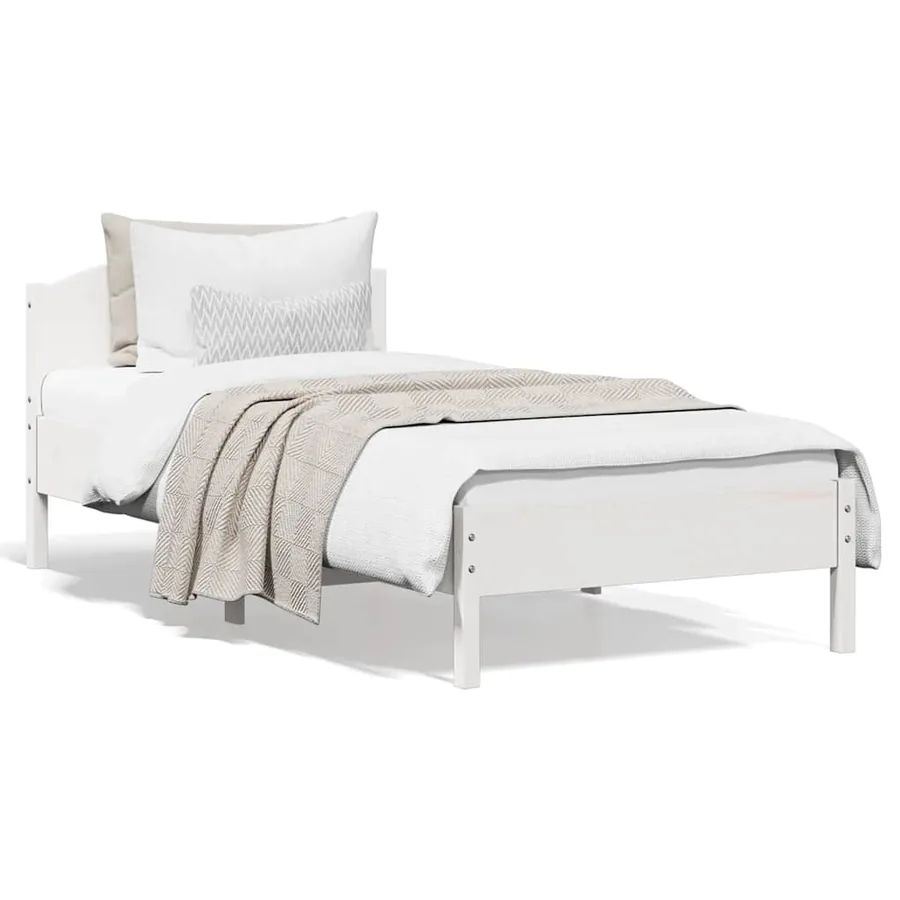 Cadre de lit sans matelas blanc 100x200 cm bois de pin massif