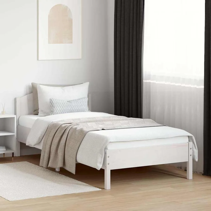 Cadre de lit sans matelas blanc 100x200 cm bois de pin massif - 3