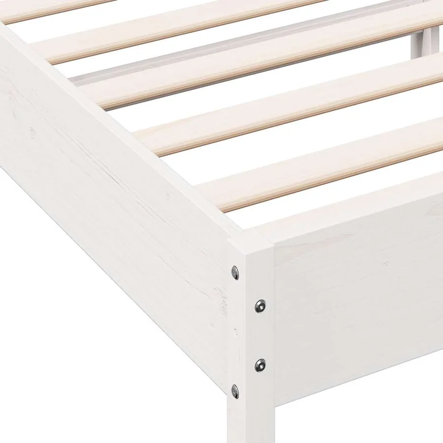 Cadre de lit sans matelas blanc 100x200 cm bois de pin massif - 7