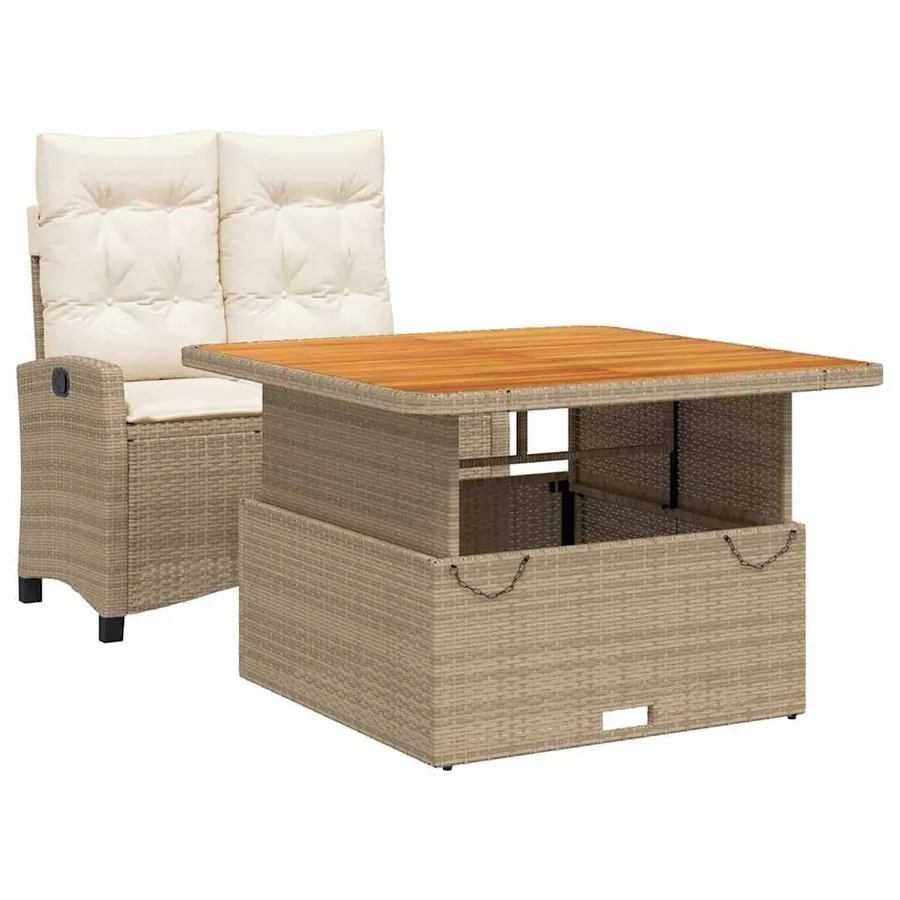 Ensemble à manger de jardin et coussins 2 pcs beige poly rotin - 2