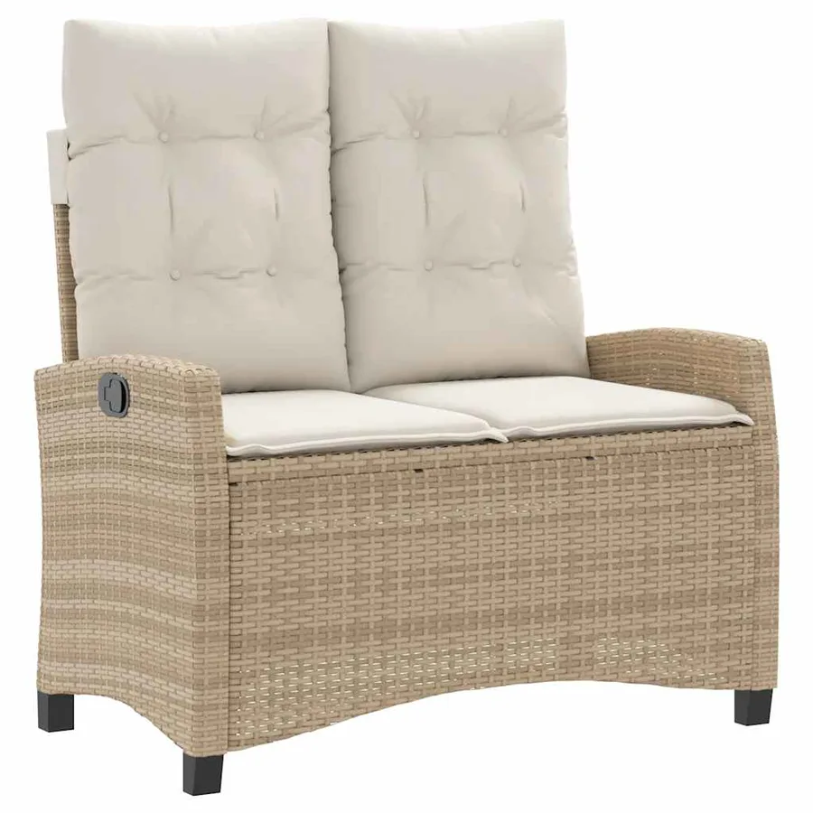 Ensemble à manger de jardin et coussins 2 pcs beige poly rotin - 3