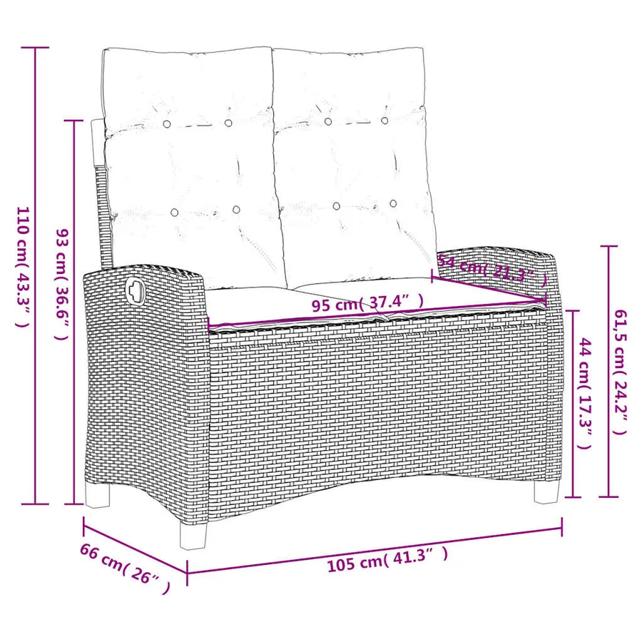 Ensemble à manger de jardin et coussins 2 pcs beige poly rotin - 9