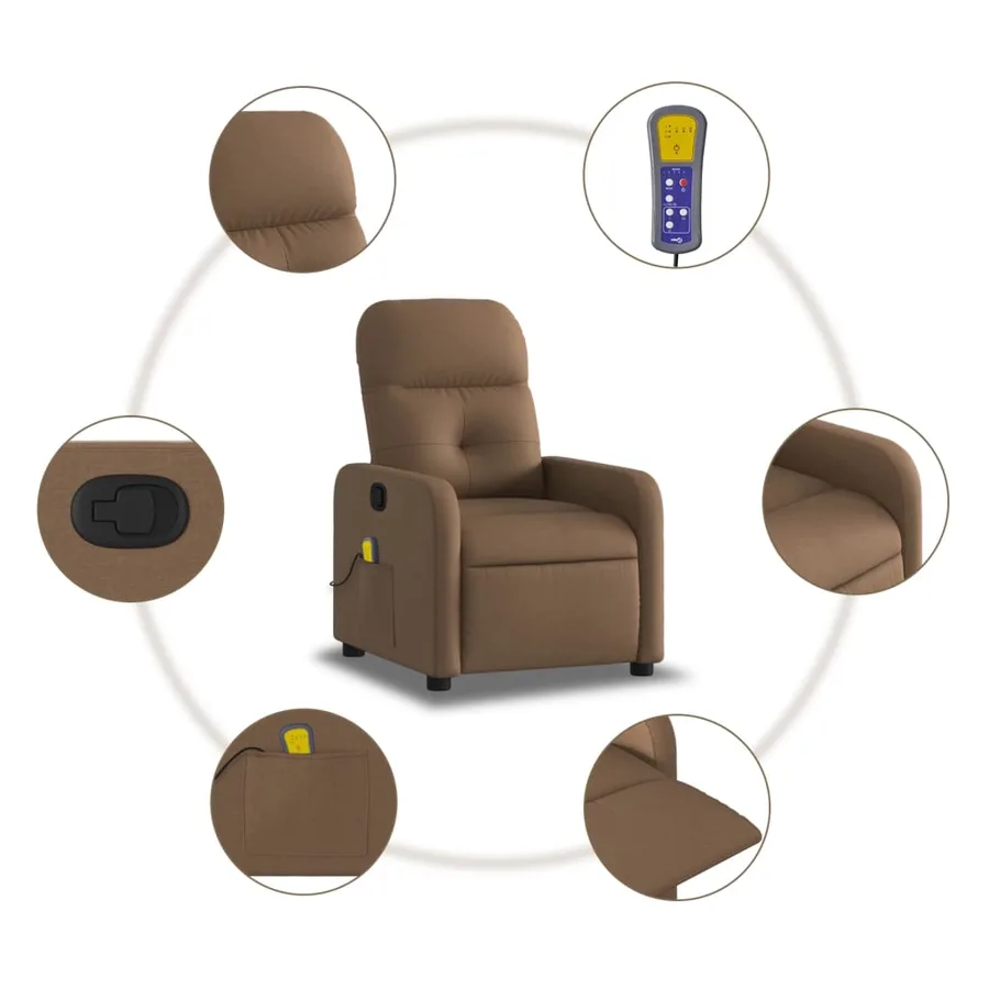 Fauteuil de massage inclinable Marron Tissu - 6
