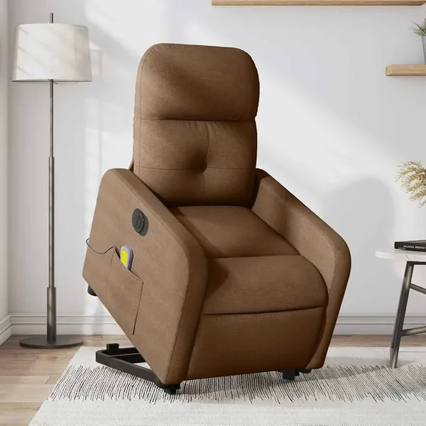 Fauteuil inclinable de massage électrique Marron Tissu