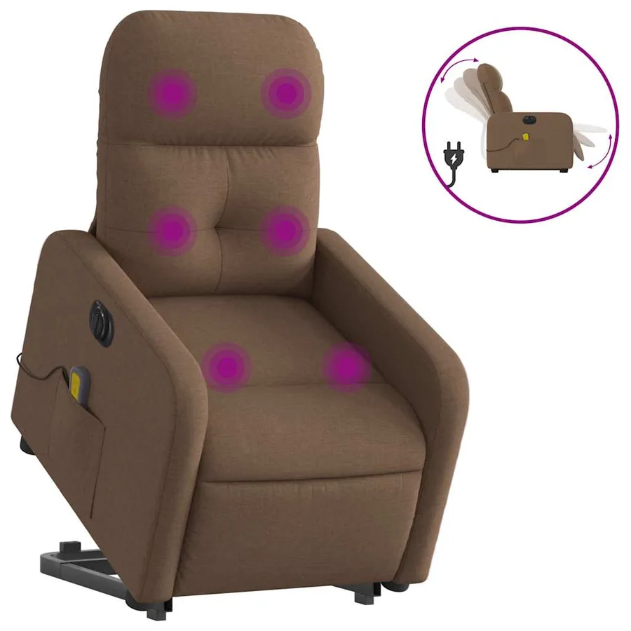 Fauteuil inclinable de massage électrique Marron Tissu - 2