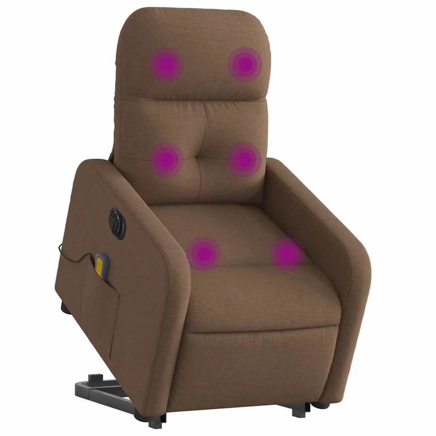 Fauteuil inclinable de massage électrique Marron Tissu - 3
