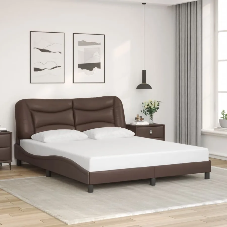 Cadre de lit avec LED sans matelas Hvar marron 160x200 cm - 4