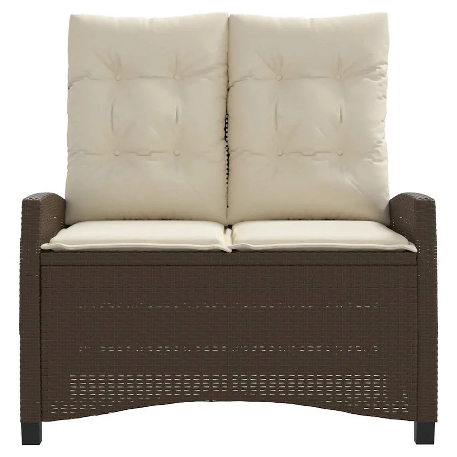Banc inclinable de jardin avec coussins marron résine tressée - 3