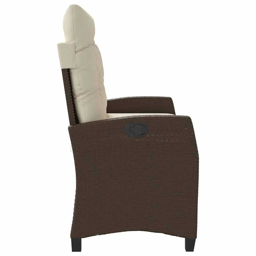 Banc inclinable de jardin avec coussins marron résine tressée - 4