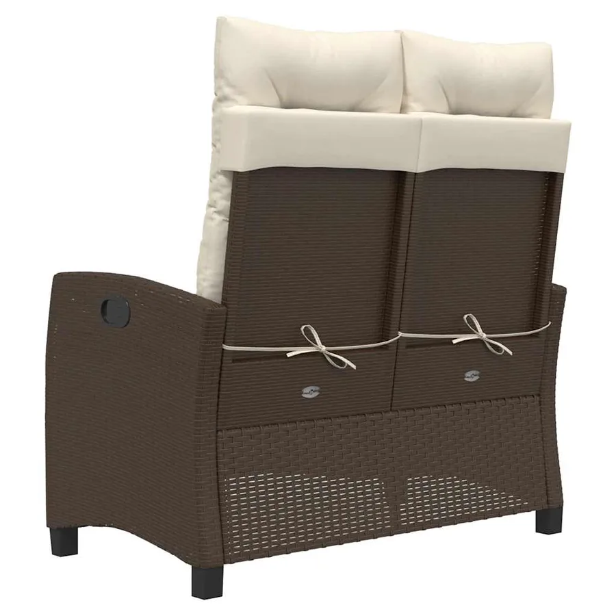 Banc inclinable de jardin avec coussins marron résine tressée - 5