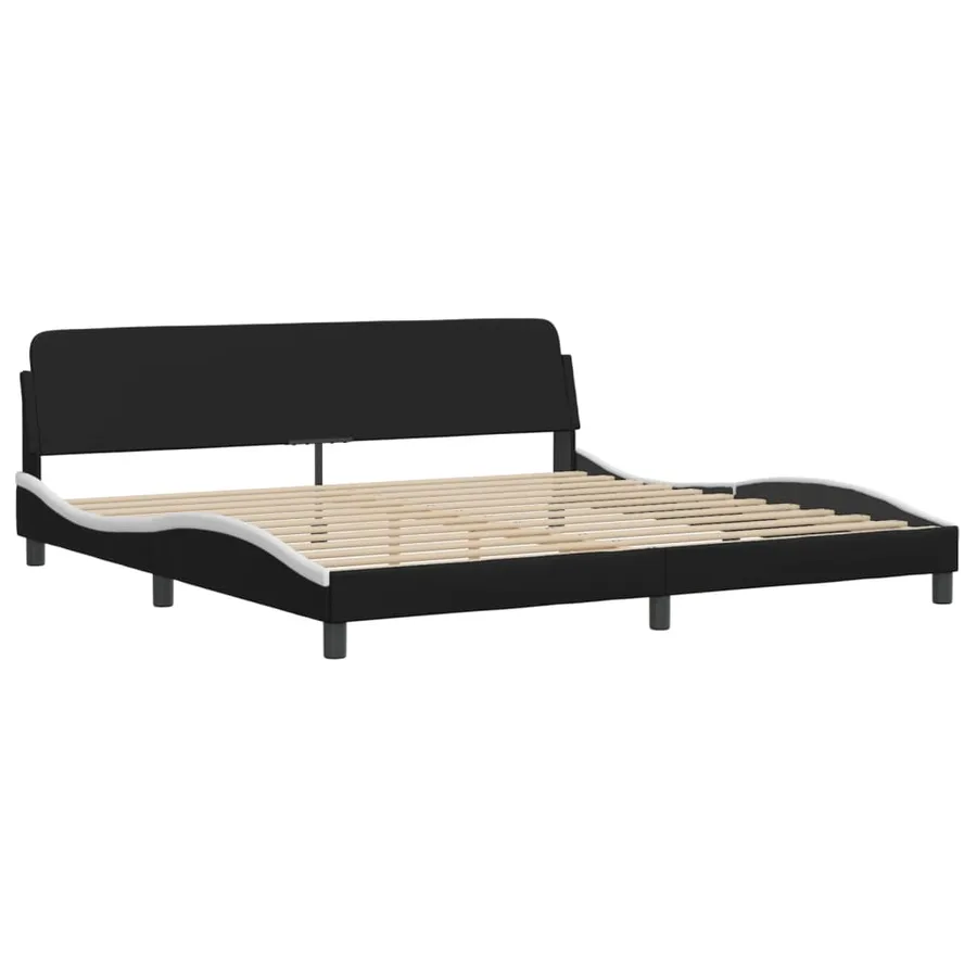Lit avec matelas Hvar noir et blanc 200x200 cm similicuir - 4
