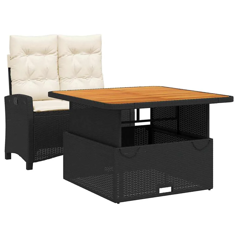 Ensemble à manger de jardin coussins 2pcs noir résine tressée - 2
