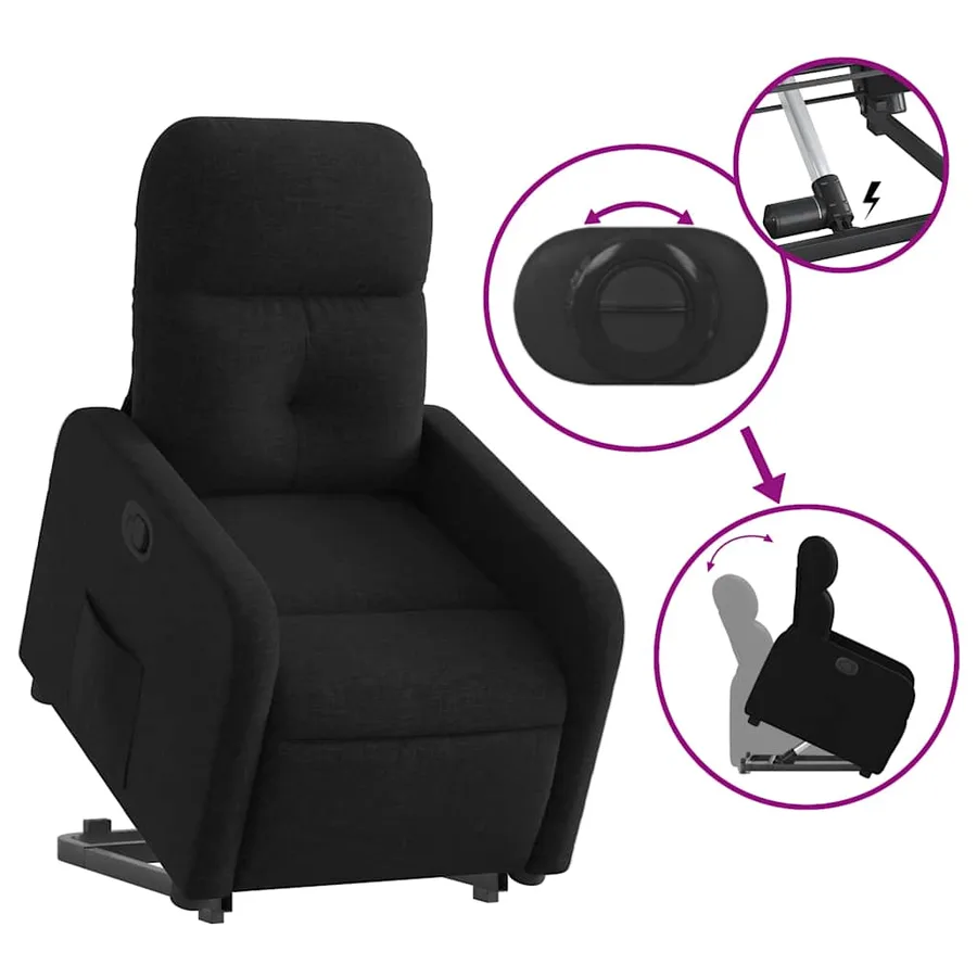 Fauteuil inclinable noir tissu - 6