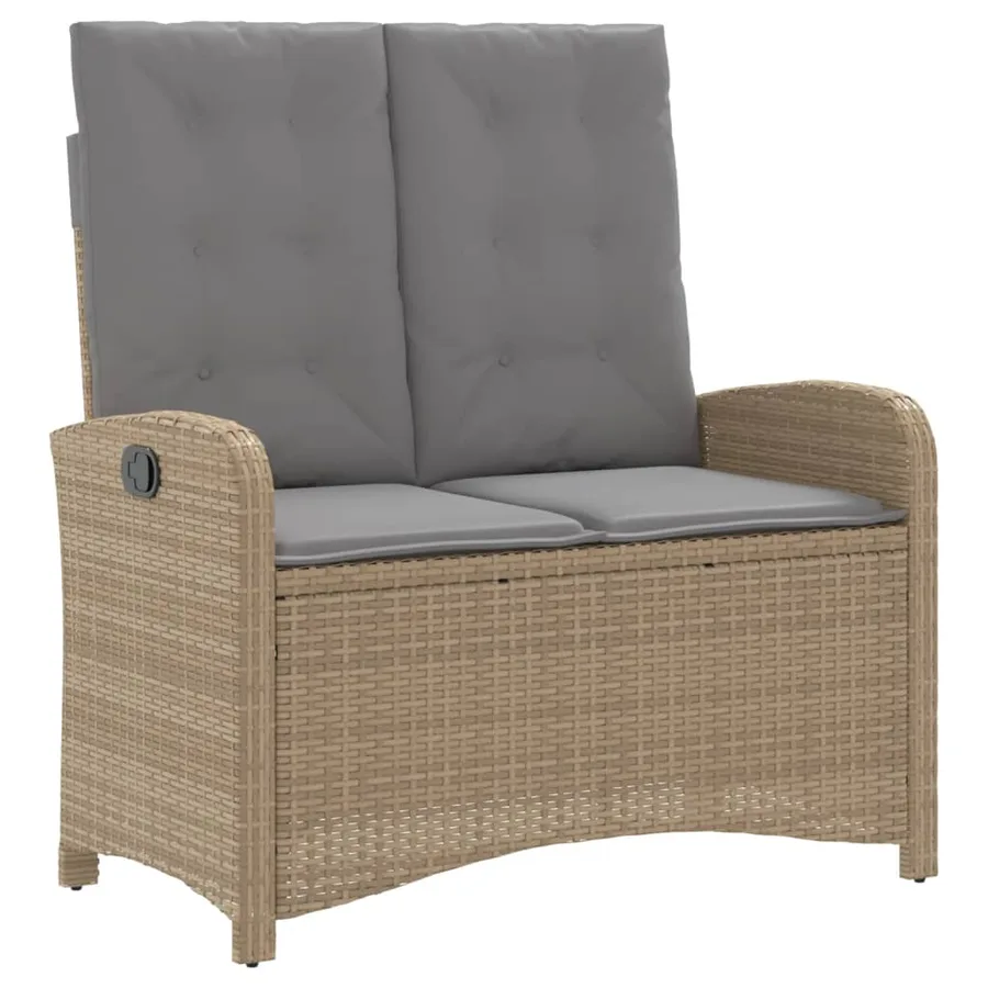 Ensemble à manger de jardin et coussins 2 pcs beige poly rotin - 4