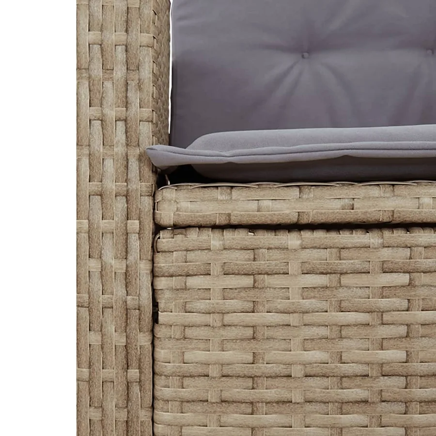 Ensemble à manger de jardin et coussins 2 pcs beige poly rotin - 5