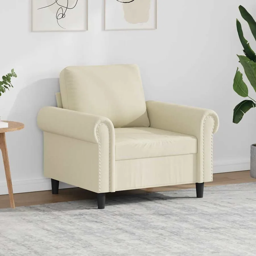 Fauteuil Crème 60 cm Similicuir