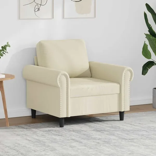 Fauteuil Crème 60 cm Similicuir
