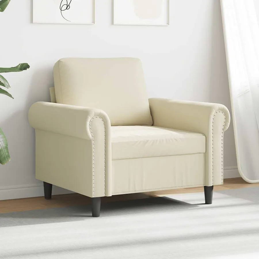 Fauteuil Crème 60 cm Similicuir - 3