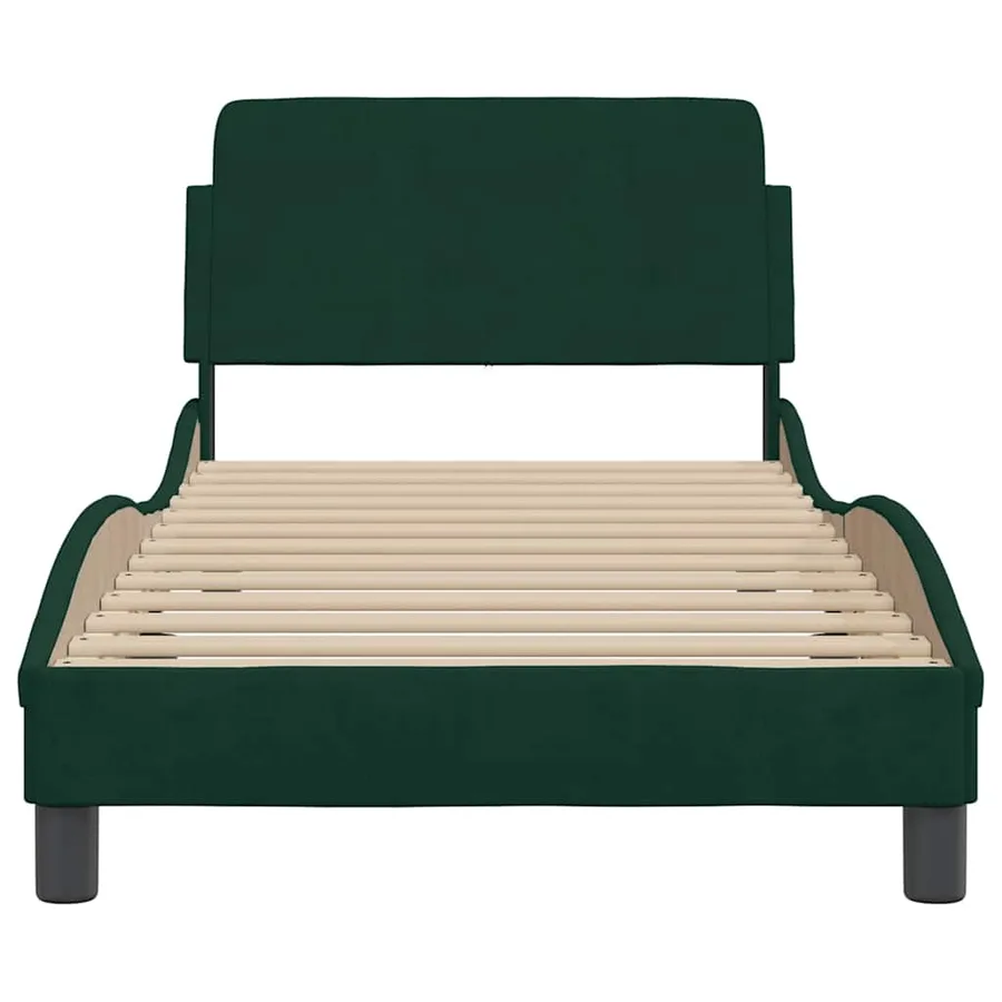 Cadre de lit Dover vert foncé 90x190 cm velours - 4