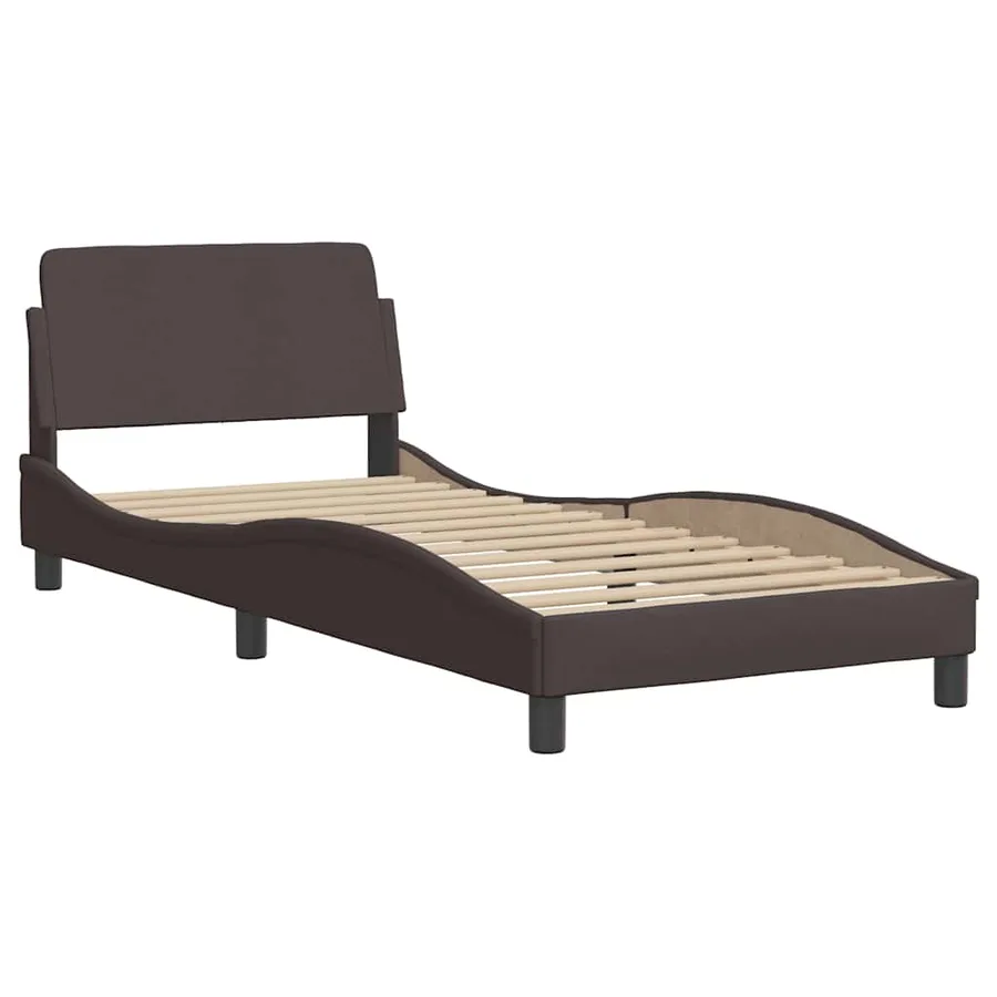 Cadre de lit Dover marron foncé 90x190 cm tissu - 3