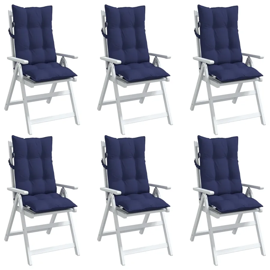 Coussins de chaise à dossier haut lot de 6 bleu marine - 4